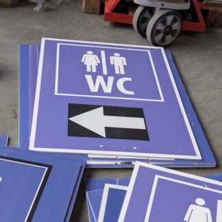 Schild A1; WC; WC Barrierefrei, blanco; Hochformat